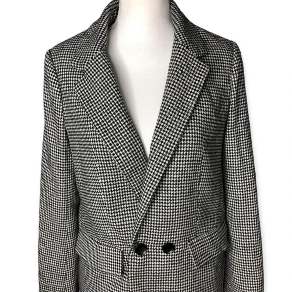 Forever 21 Houndstooth Double-Breasted Wool Blend Blazer